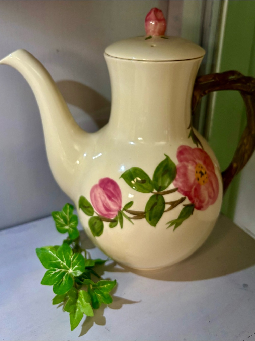Hand-Painted Floral Ceramic Teapot - FRANCISCAN DESERT ROSE COLLECTION